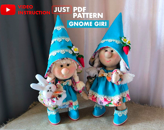 Girl Gnome PDF Pattern: Scandinavian Flower Gnome DIY (Video Tutorial) 37cm