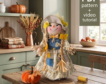 Rosei garden scarecrow girl pdf pattern + video tutorial
