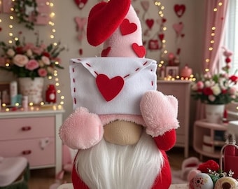 Patrón PDF de gnomo de San Valentín: Gnomo escandinavo DIY con video