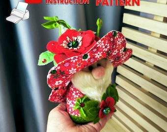 Patrón PDF de Gnomo de Flores: Tutorial de costura escandinava de 22 cm (Descarga digital)