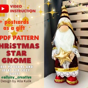 Schema PDF per gnomo natalizio + Bonus: Schede da colorare per gnomi natalizi Gnomo scandinavo natalizio fai da te Fatto a mano Regalo di Natale