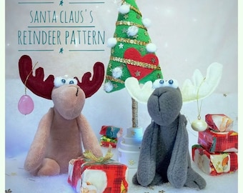 Patrón de costura de adorno de reno y árbol de Navidad (PDF)
