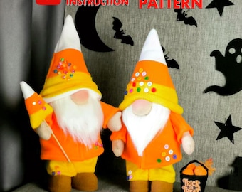Patrón PDF de gnomo de maíz dulce: Decoración de Halloween con leyenda (videotutorial incluido)