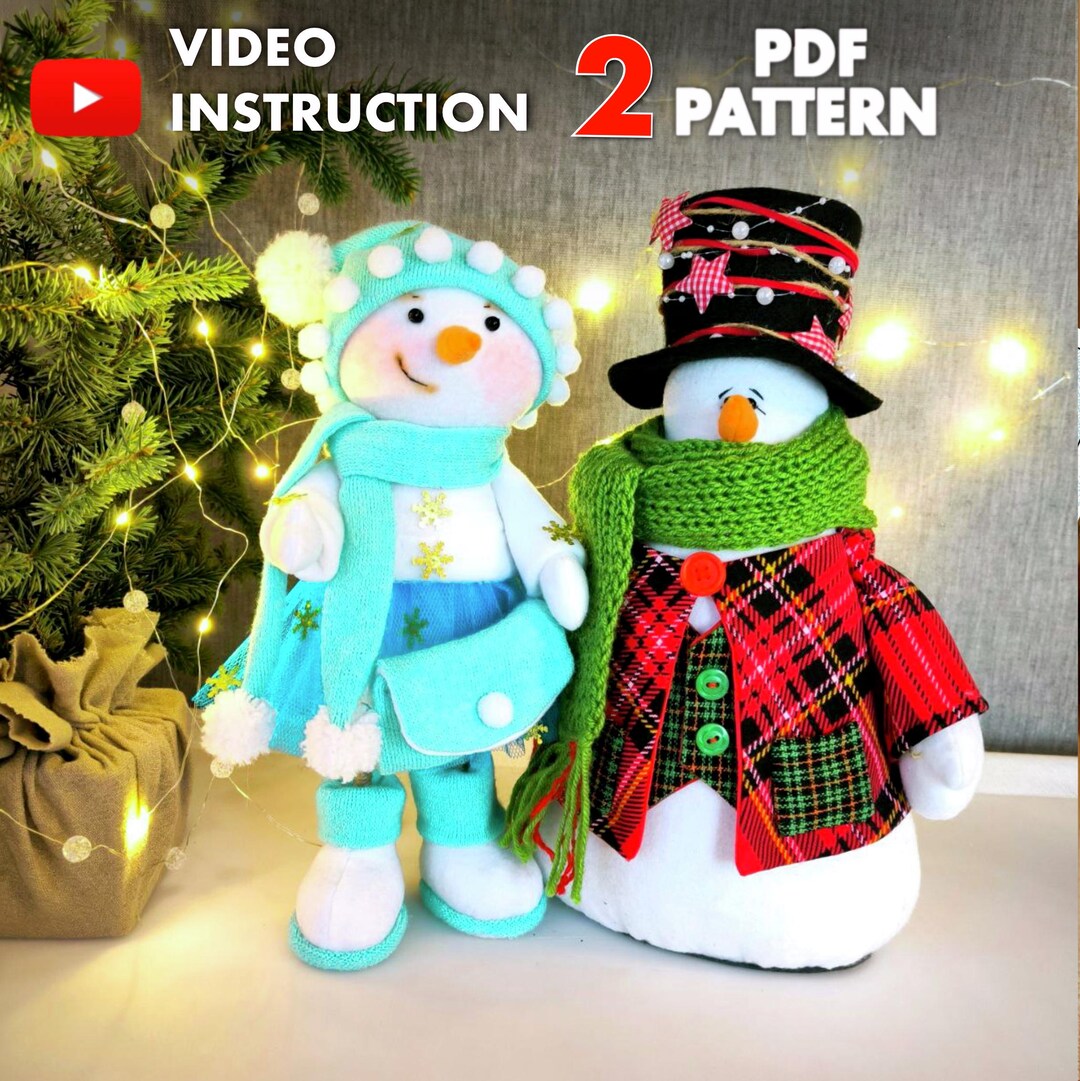 Snow Clothing Pattern Set of 2 PDF Sewing Patterns – Snowgirl & Snowman Gentleman With Hat ...