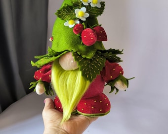 Patrón de costura de gnomo de fresa: Decoración de verano DIY (Patrón PDF)