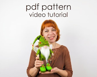 Green Elf  Sewing Pattern Green Gnome with wings 30 cm (12”) video tutorial