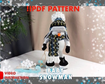 Muñeco de nieve Patrón Gnomo pdf gnomo Navidad PDF gnomo escandinavo DIY HandMade + video tutorial gratis Regalo de Navidad, invierno