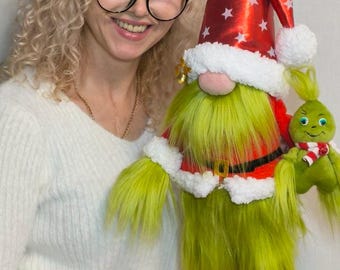 Patrón de costura para gnomo navideño verde: Gnomo escandinavo DIY (PDF)