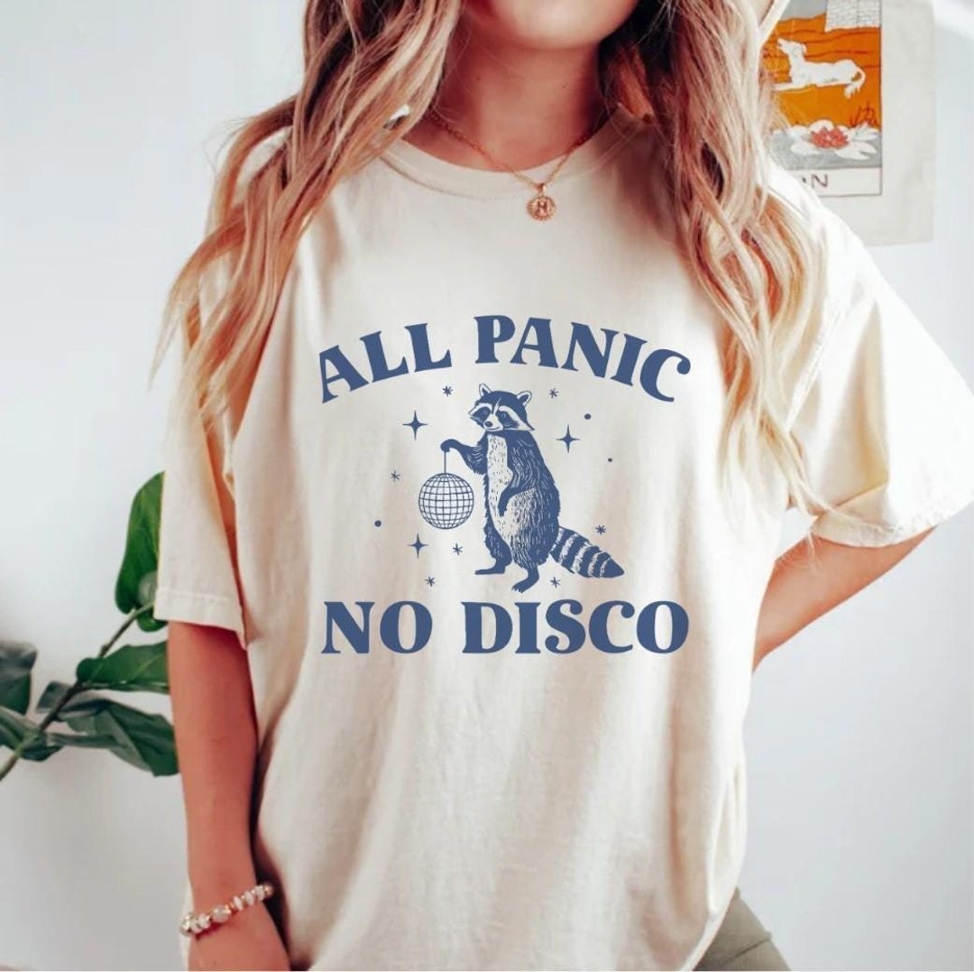 All Panic No Disco Raccoon Meme Ironic Goofy Ahh Meme Men's T-shirt Back Print - DE