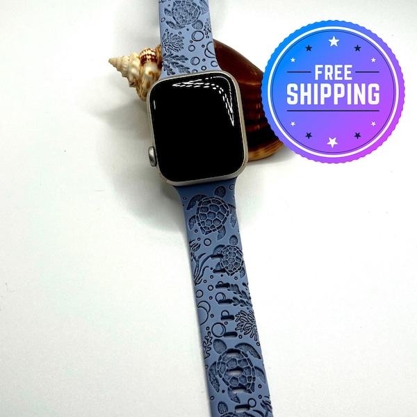 Correa para Apple Watch con diseño de tortuga marina: Correa de silicona con diseño playero (38/40/41 mm)