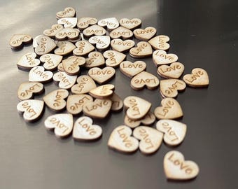 Table Confetti Wedding Favors Party Decoration Gift Idea Rustic Wooden Heart Engraved Love Decor Set of 100