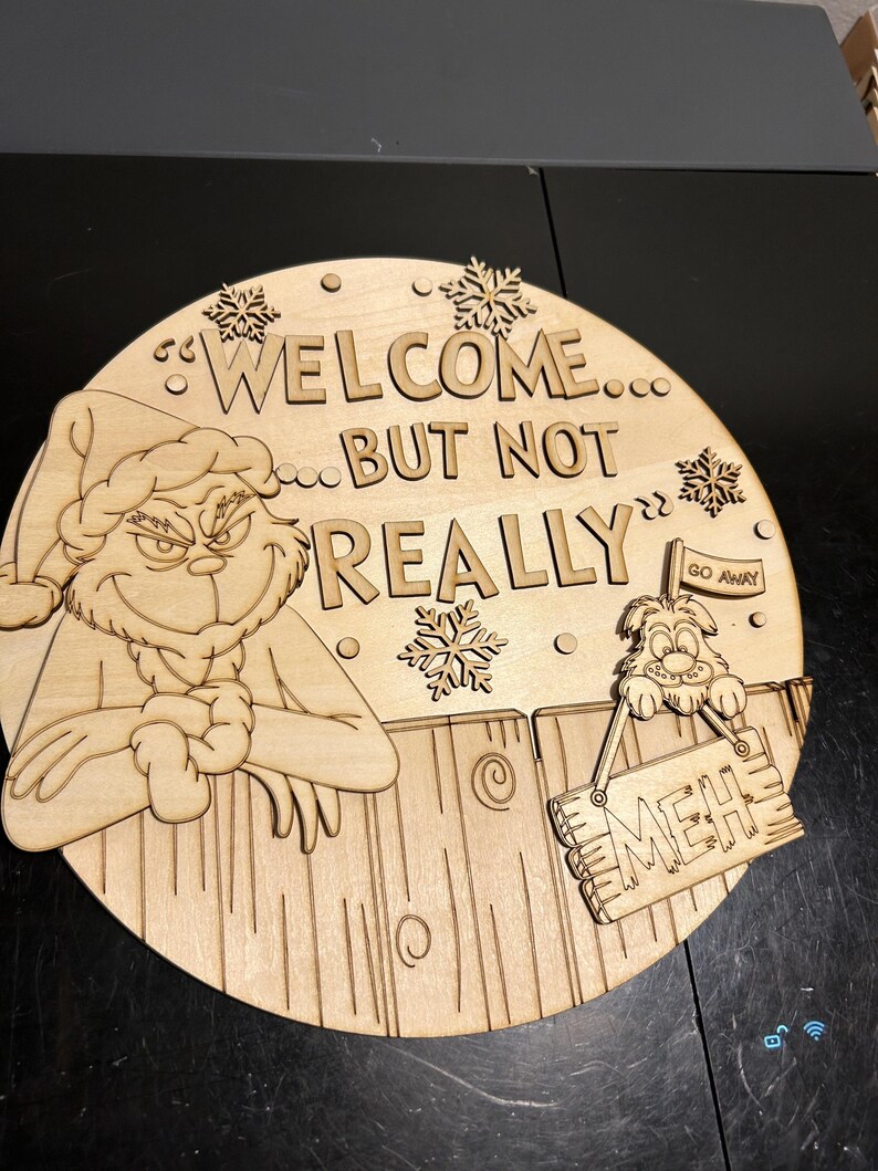 DIY Winter Door Hanger Kit: Grinch Welcome but Not Really Sign (11.8 ...