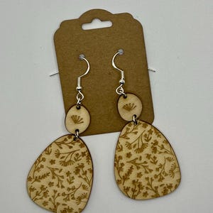 Wood Earrings -Boho Earrings, Floral,  Rustic Sophistication for Nature Lovers