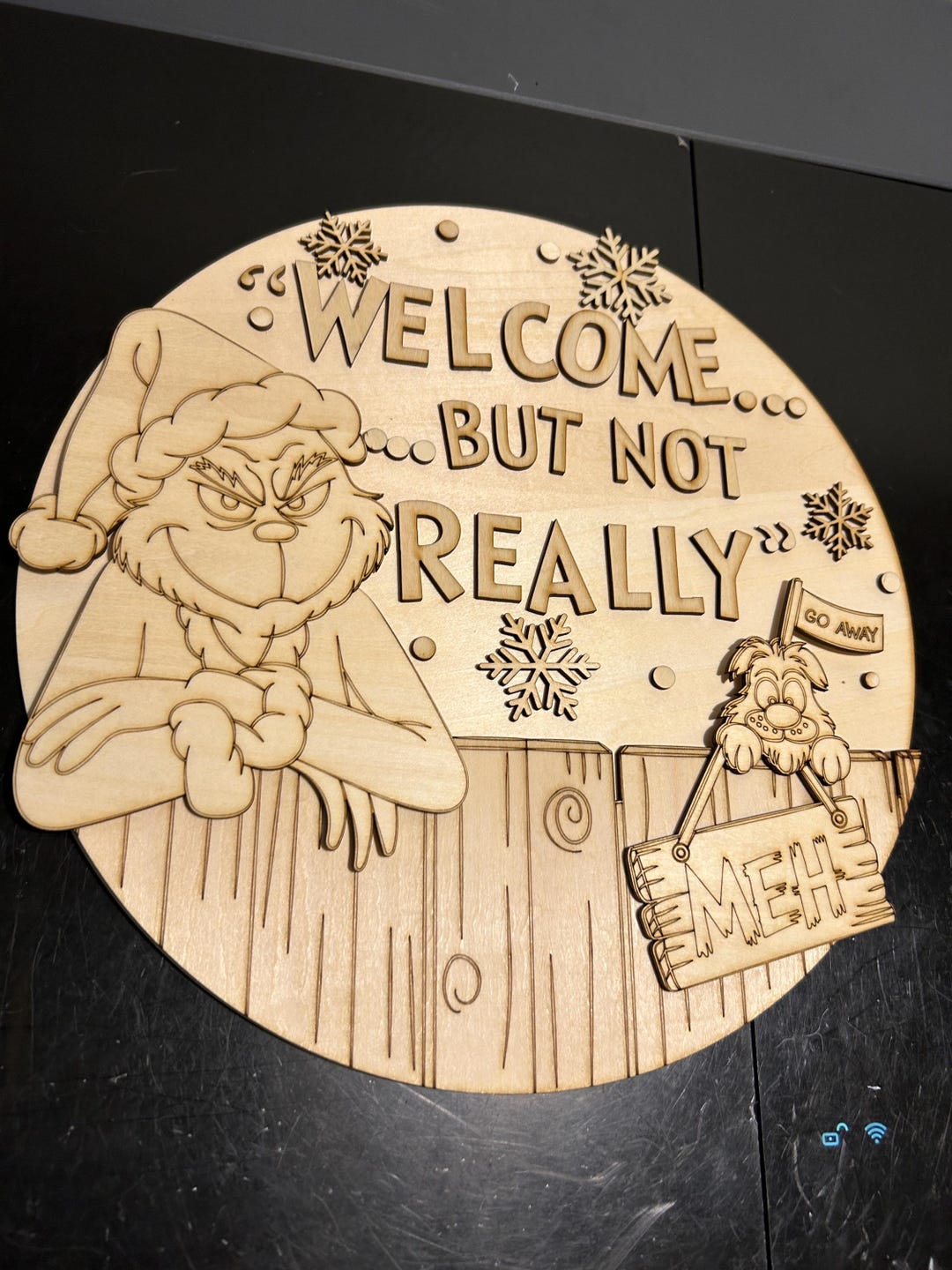 DIY Winter Door Hanger Kit: Grinch Welcome but Not Really Sign (11.8 ...