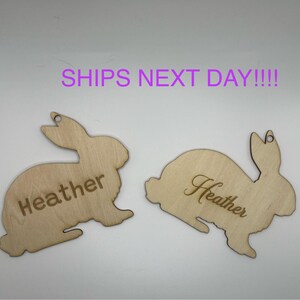 Bunny tag, Easter Basket Tag Personalized | Custom Name Easter Bunny Wooden Tag