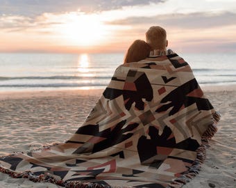 Southwest Geometric Woven Blanket | Cozy Native Throw | Tribal Tapestry | Rustic Navajo Print | Boho Home Decor | Bold Patterned Throw