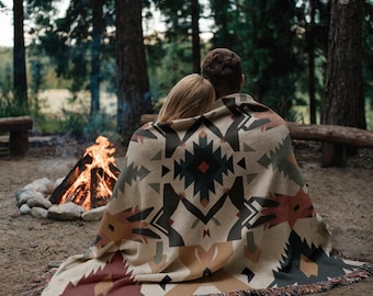 Southwest Geometric Woven Blanket | Cozy Native Throw | Tribal Tapestry | Rustic Navajo Print | Boho Home Decor | Bold Colored Pattern Throw