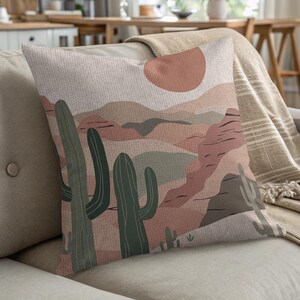 Southwest Desert Landscape Pillow: Woven Cactus Design, 17&quot; x 18&quot;