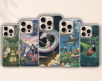Funda de Studio Ghibli de Totoro El Viaje de Chihiro para iPhone 17, 17Pro, 16, 15, 14, 13, 12, Samsung S26, S25, S24, S23, A16, Pixel 10A, 9A