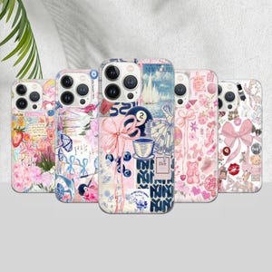 Custodia per telefono Coquette E Collage, estetica preppy e carina, per iPhone 16, 15, 14, 13, 12, 11 Pro Max, 8 Plus X, Samsung Galaxy S24, S23, S22, S20 Ultra