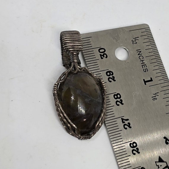 Wire Wrapped Plume Agate Pendant - image 4