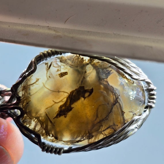 Wire Wrapped Plume Agate Pendant - image 2