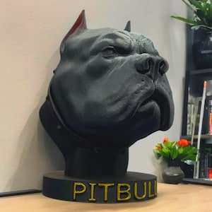 Pitbull Bust Decorative Dog Figurine, Dog Bust, Home and Office Decor