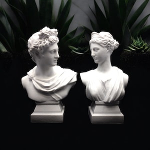 Busto di Diana, busto di Apollo, statue greche decorative, statuette di dee della mitologia, decorazioni per la casa