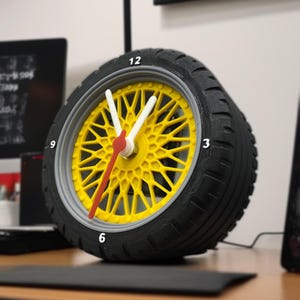 Car Tire Designed Table Clock – Decorative Clock with Rim Details – Office & Garage Decoration