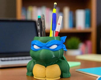 Ninja Turtle Pen Holder and Desk Organizer – Pencil, Brush, Makeup, and Bathroom Storage