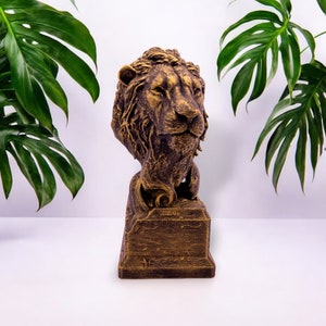 Lion Statue | Decorative Lion Bust | Home Decor Statues | Bronze Lion Statue | Home Gifts | Handmade Sculptures