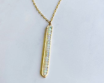 Opal bar necklace