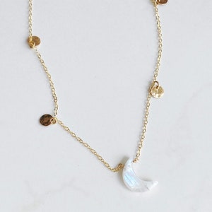 Moonstone crescent necklace