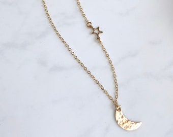 Moon and star necklace