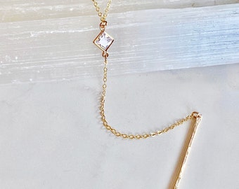 Diamond crystal lariat necklace