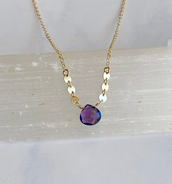 Amethyst teardrop necklace deals