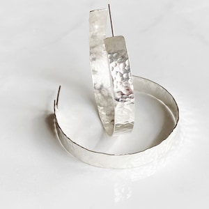 Bold hammered hoops - sterling silver