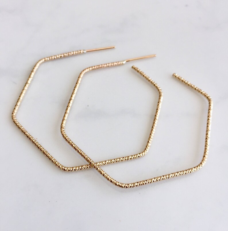 Sparkle wire hexagon hoops
