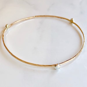 Hammered opal bangle-14kt gf