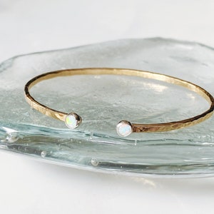 Opal hammered  open cuff