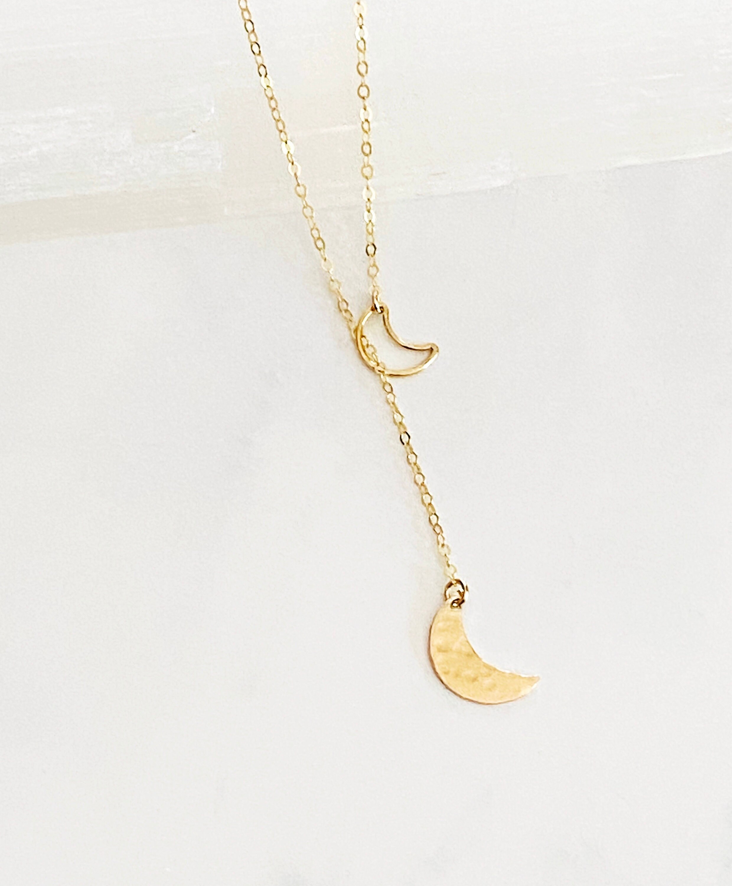 Double Moon Lariat Necklace UK