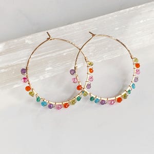 Rainbow hoop earrings