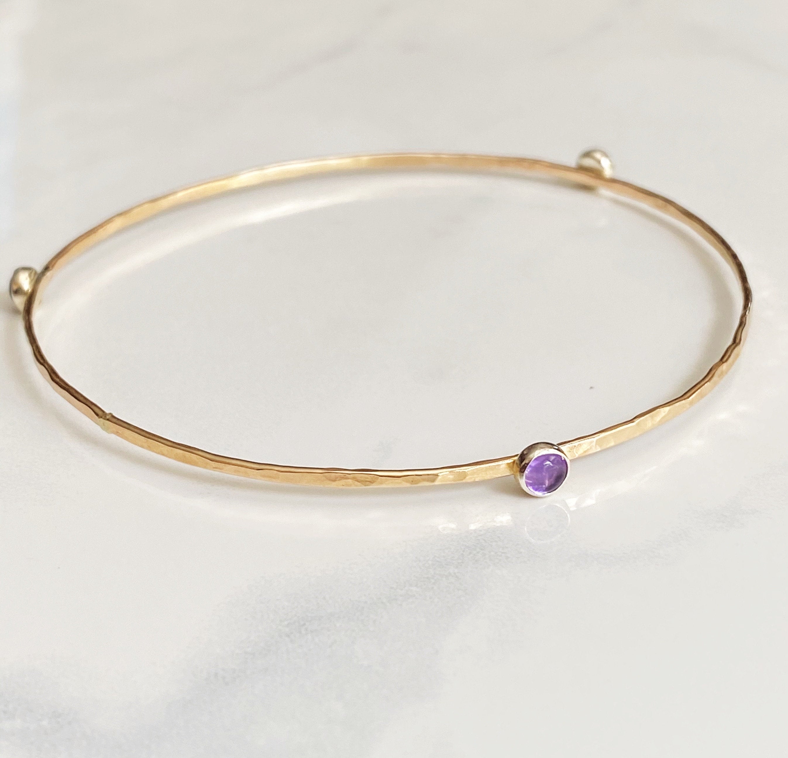 Hammered Amethyst Bangle-14kt Gf - Etsy