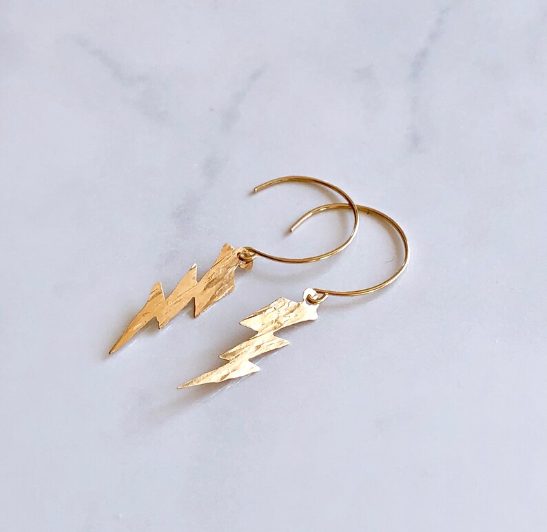 Lightning bolt dangle earrings Etsy