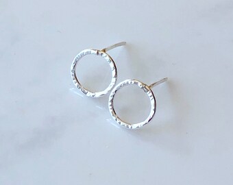 Petite circle stud earrings-sterling silver