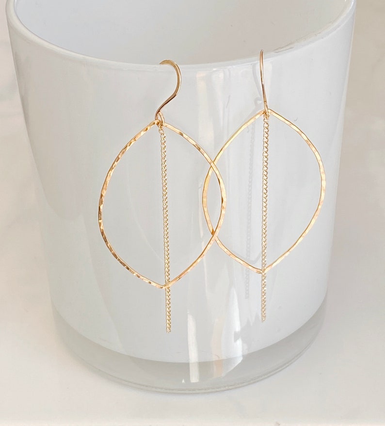 Brass Earring - Leaf Dangle