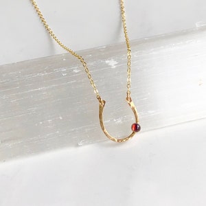 Lucky Horseshoe Garnet Necklace - Etsy