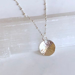 Hammered silver disk necklace