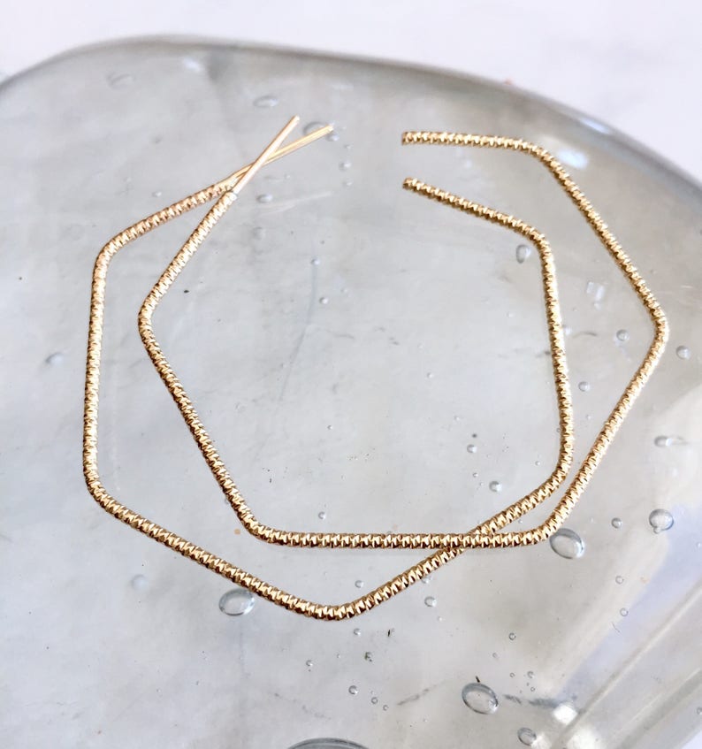 Sparkle wire hexagon hoops