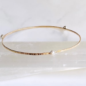 Textured pearl bangle-14kt gf